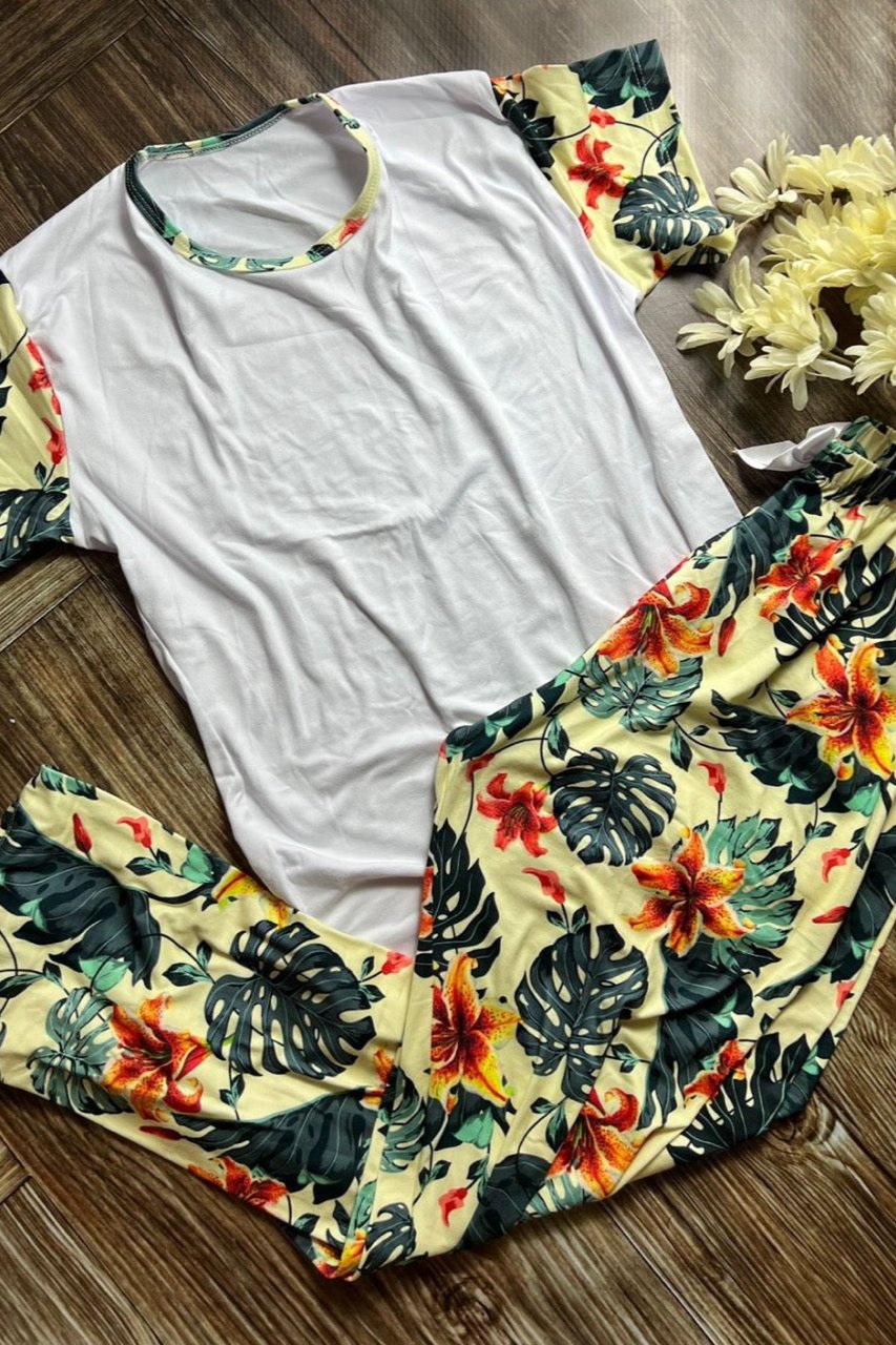 Pijama Pantalón flores verde