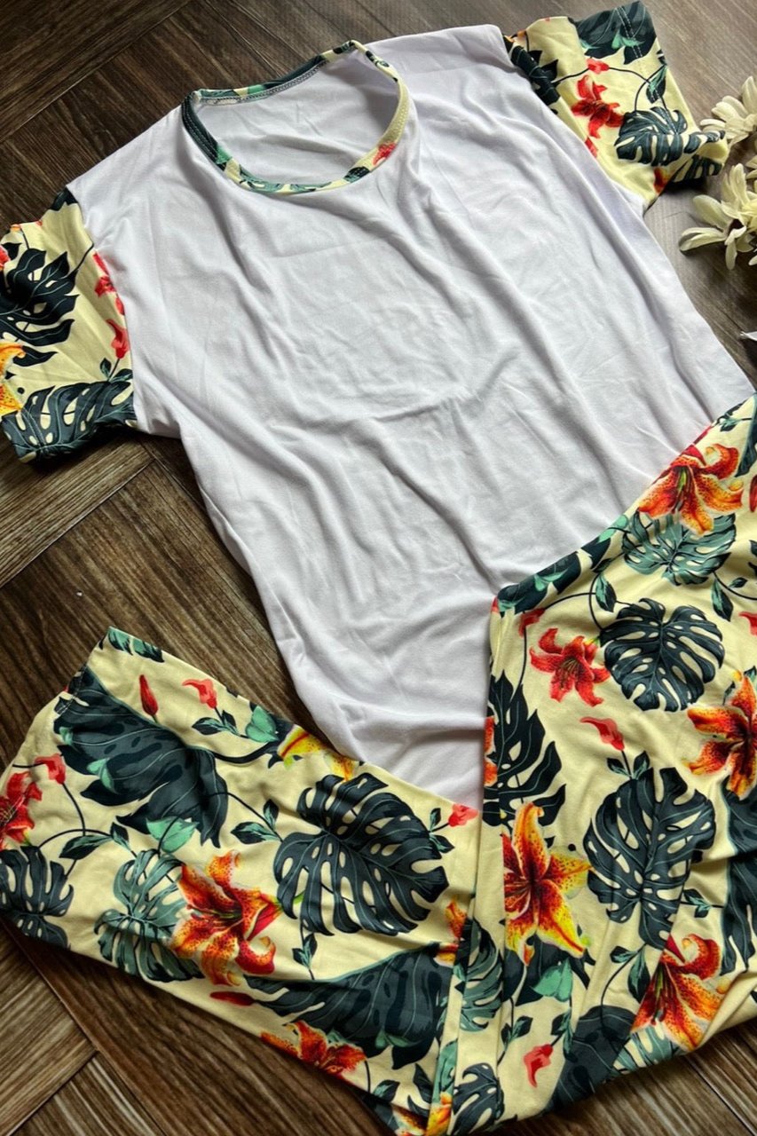 Pijama Pantalón flores verde