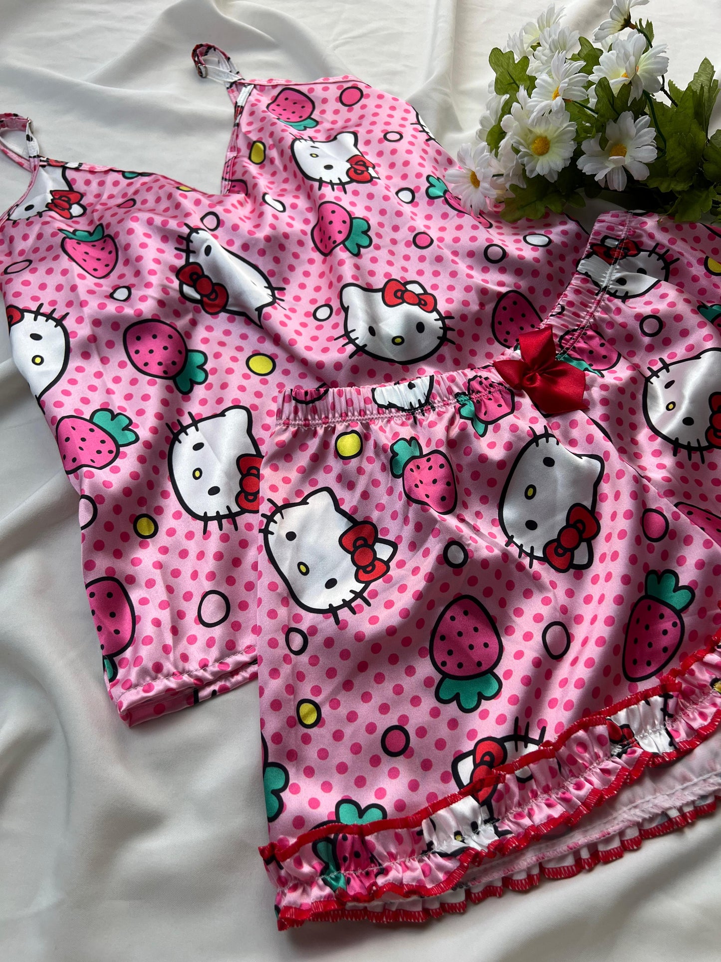 Pijama Short Satin Hello Kity