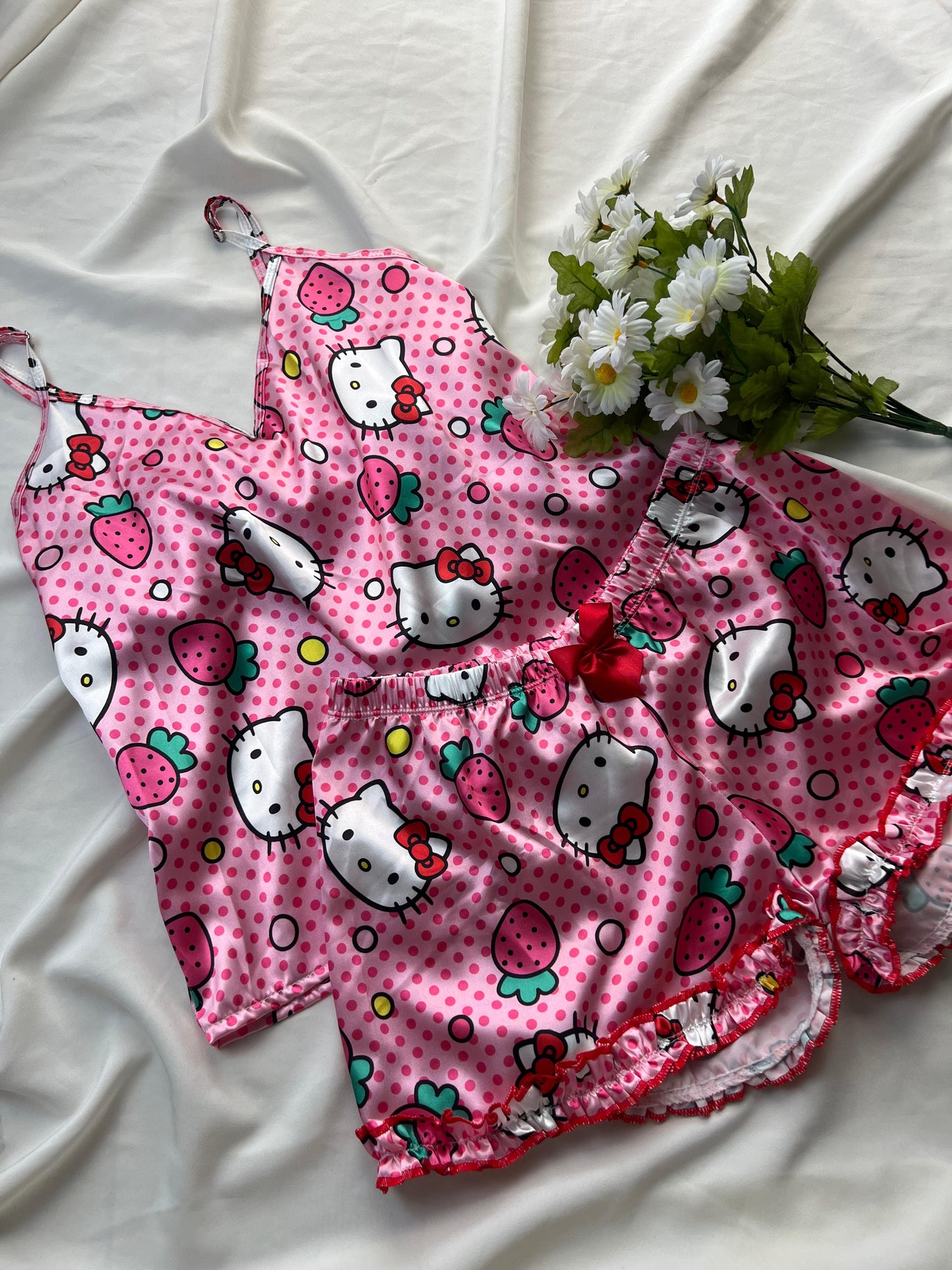 Pijama Short Satin Hello Kity