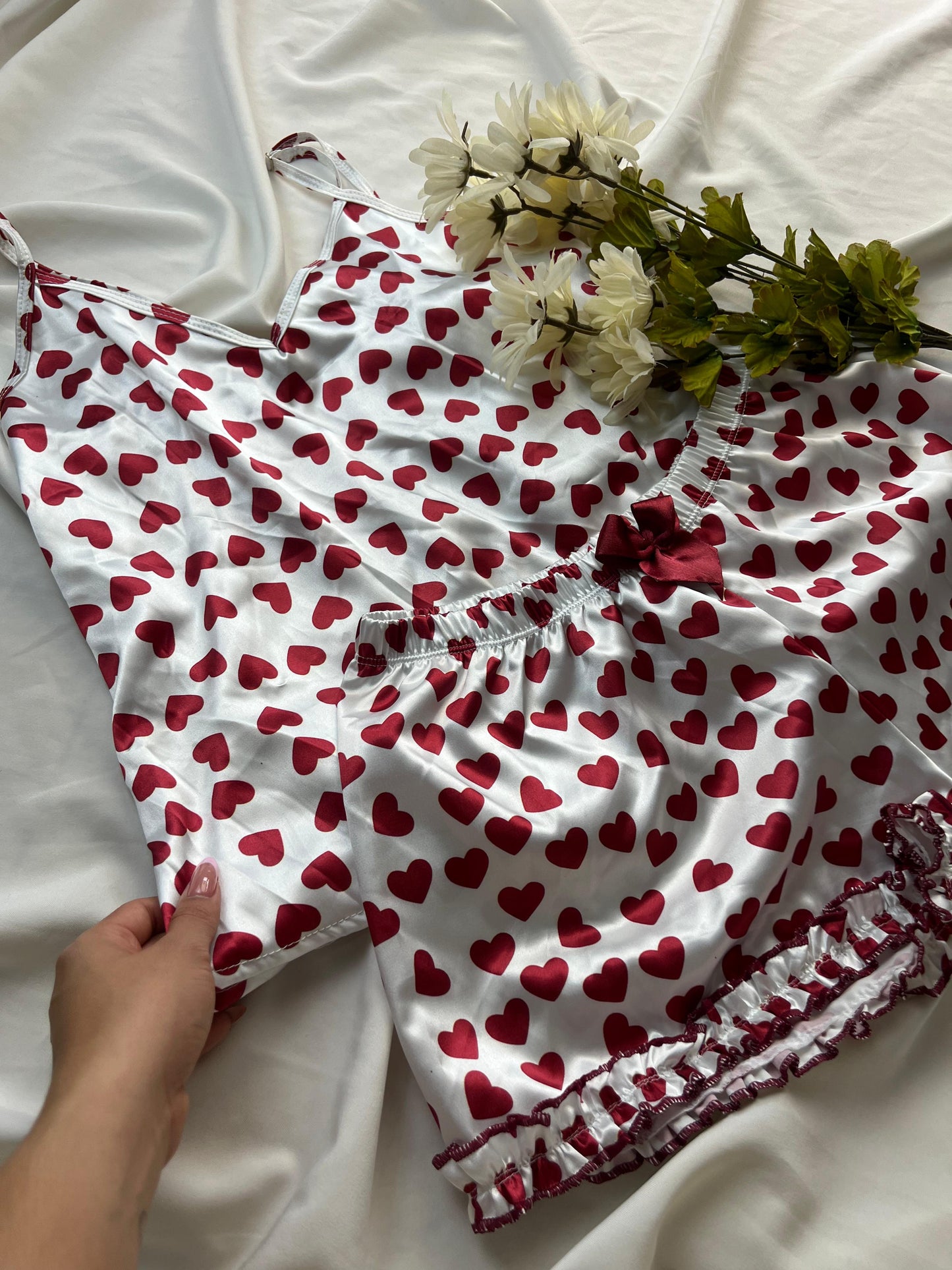 Pijama Short Satin Corazones