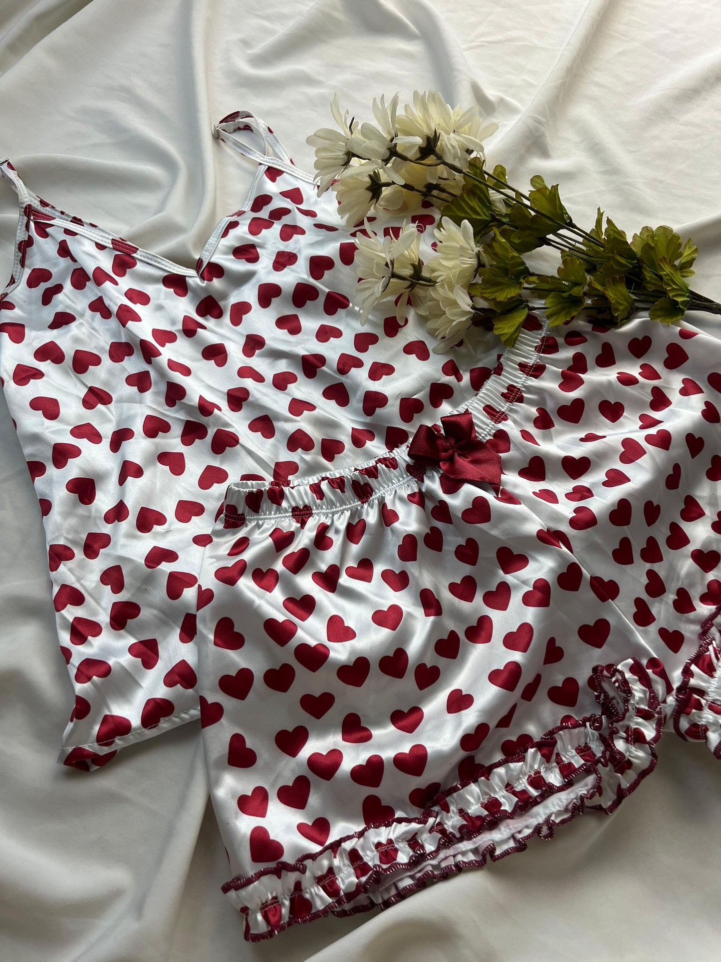 Pijama Short Satin Corazones