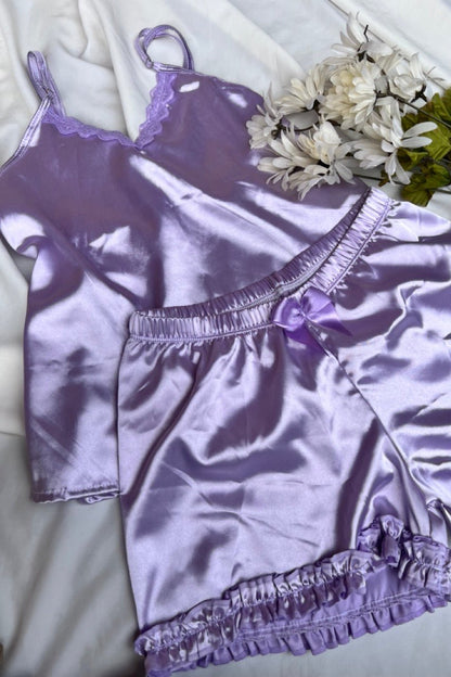 Pijama Short Satin Lila